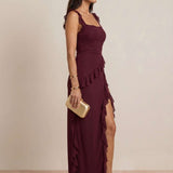 Asymmetrical dress with ruffles
