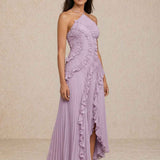Pleated dress with ruffle detail