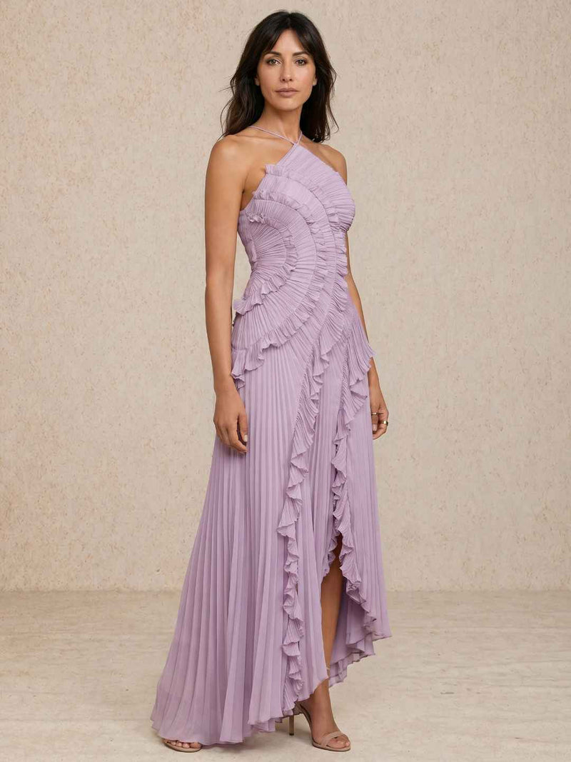 Pleated dress with ruffle detail