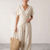 Fluid long dress with draping
