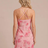 Floral Pink Flowing Short Dress