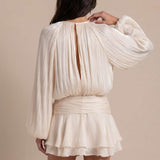 Flowy short dress with wide sleeves