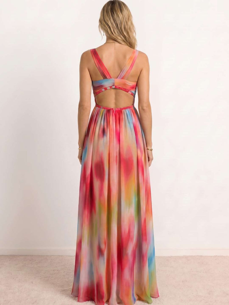 Multicolored Printed Long Dress