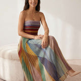 Multicolor Pleated Maxi Dress