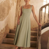 Midi dress with square neckline