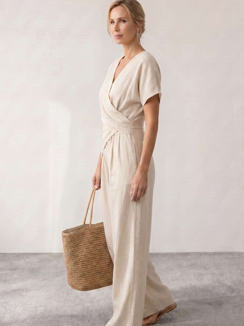 Fluid long dress with draping