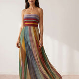 Multicolor Pleated Maxi Dress