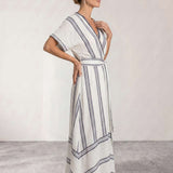 Crossed midi dress with belt