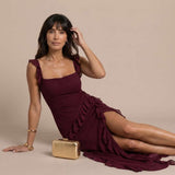 Asymmetrical dress with ruffles