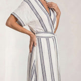 Crossed midi dress with belt