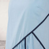 Flowy long dress with structured detail