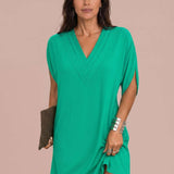 Short flowy dress with V-neck