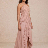 Pleated dress with ruffle detail