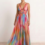Multicolored Printed Long Dress