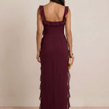 Asymmetrical dress with ruffles