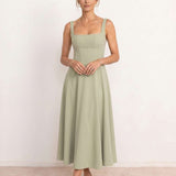 Midi dress with square neckline
