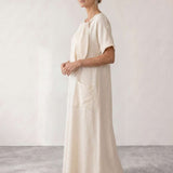 Fluid midi dress with neck tie
