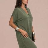 Short flowy dress with V-neck