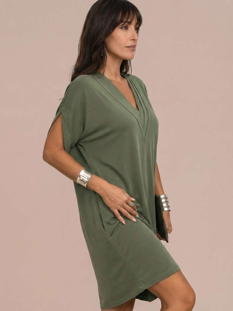 Short flowy dress with V-neck