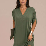 Short flowy dress with V-neck