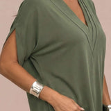 Short flowy dress with V-neck