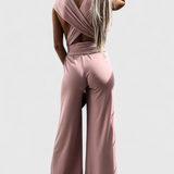 Ivana Wide-Leg Jumpsuit with Crossed Back