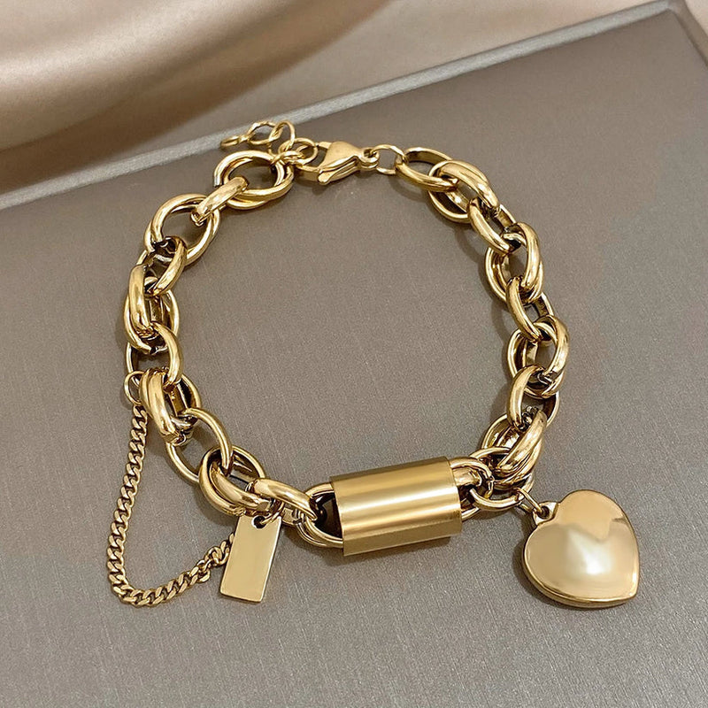 Wide Bracelet Herzstück | Gold