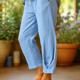 Provenza™ | Solid Color Linen Cropped Pants