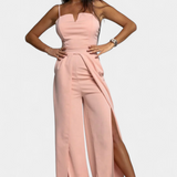 Prescillia Jumpsuit with Spaghetti Straps and Leg Opening
