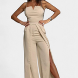 Prescillia Jumpsuit with Spaghetti Straps and Leg Opening