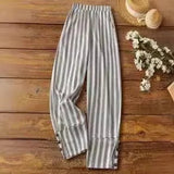Seville | Striped Wide-Leg Pants with Slit