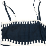Mini Spaghetti Strap Dress with Floral Print in Navy Blue