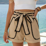 High-Waisted Beige Shorts with Belt