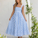 GRACE - Midi A-Line Dress with Square Neckline and Straps