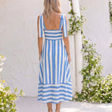 GRACE - Midi A-Line Dress with Square Neckline and Straps