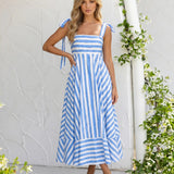 GRACE - Midi A-Line Dress with Square Neckline and Straps