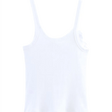 CAMILLE - Ribbed Knit Tank Top with 3D Flower in White