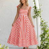 GRACE - Midi A-Line Dress with Square Neckline and Straps