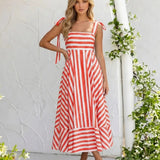 GRACE - Midi A-Line Dress with Square Neckline and Straps