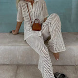 Zenaida™ | Striped Crochet Kimono and Pants Set