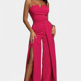 Prescillia Jumpsuit with Spaghetti Straps and Leg Opening