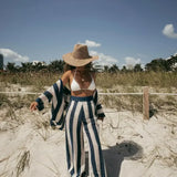 Zenaida™ | Striped Crochet Kimono and Pants Set
