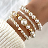 Set of Elegant Heart-Shaped Bracelets with Pearls
