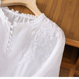 Kissina | Embroidered Cotton and Linen Blouse