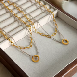 Luisa Double Layer Necklace in Gold with Pendant