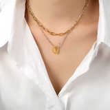 Luisa Double Layer Necklace in Gold with Pendant