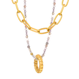 Luisa Double Layer Necklace in Gold with Pendant