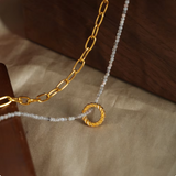 Luisa Double Layer Necklace in Gold with Pendant