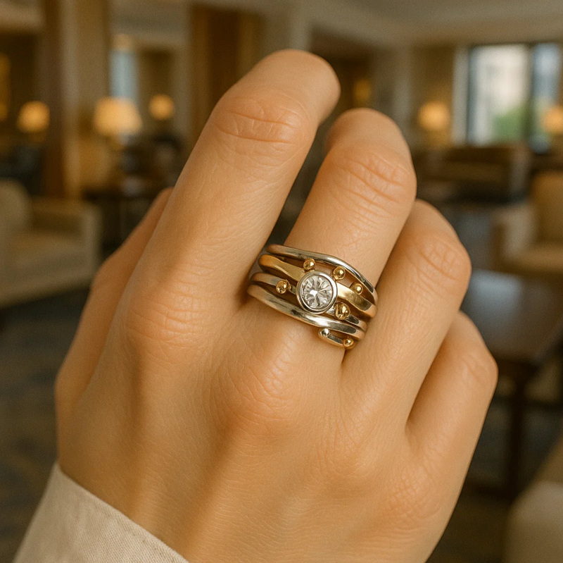 Stefanie - Vintage Gold Ring with Set Zirconia