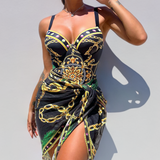 Valeria™ | one-piece swimsuit with push-up effect and matching beach skirt